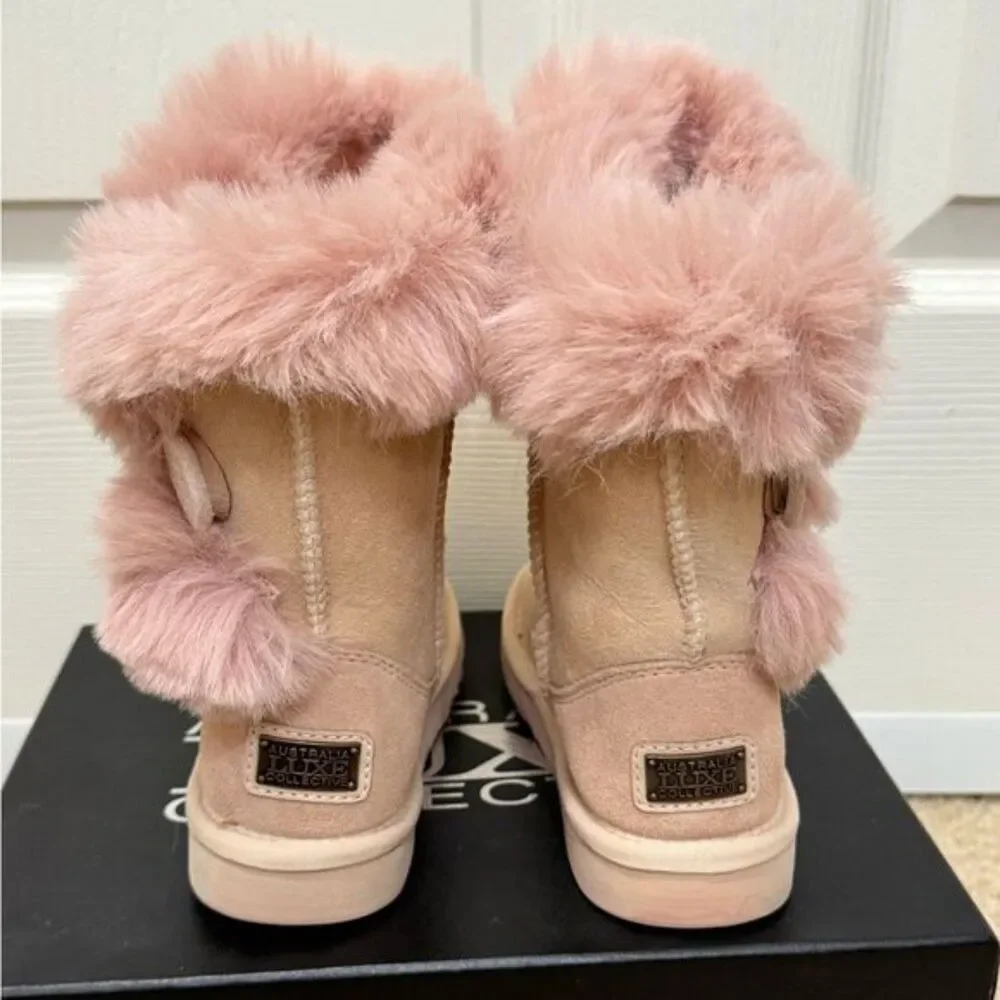 NWB Australia Luxe Collective Nordic Kids Sheepskin Baby Pink Girl’s Boots Sz 12